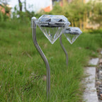 4 Solar Garden Diamond LED Lamps In White Warm White And Multicolor Stainless Steel Lamps For Garden Pathway Yard - SJB-DIAMOND ELITES