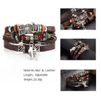 BOHO Tibet Stone Feather Multilayer Leather Bracelet Eye Fish Charms Beads Bracelets For Men Vintage Punk Wrap Wristband Cool Jewelry - SJB-DIAMOND ELITES