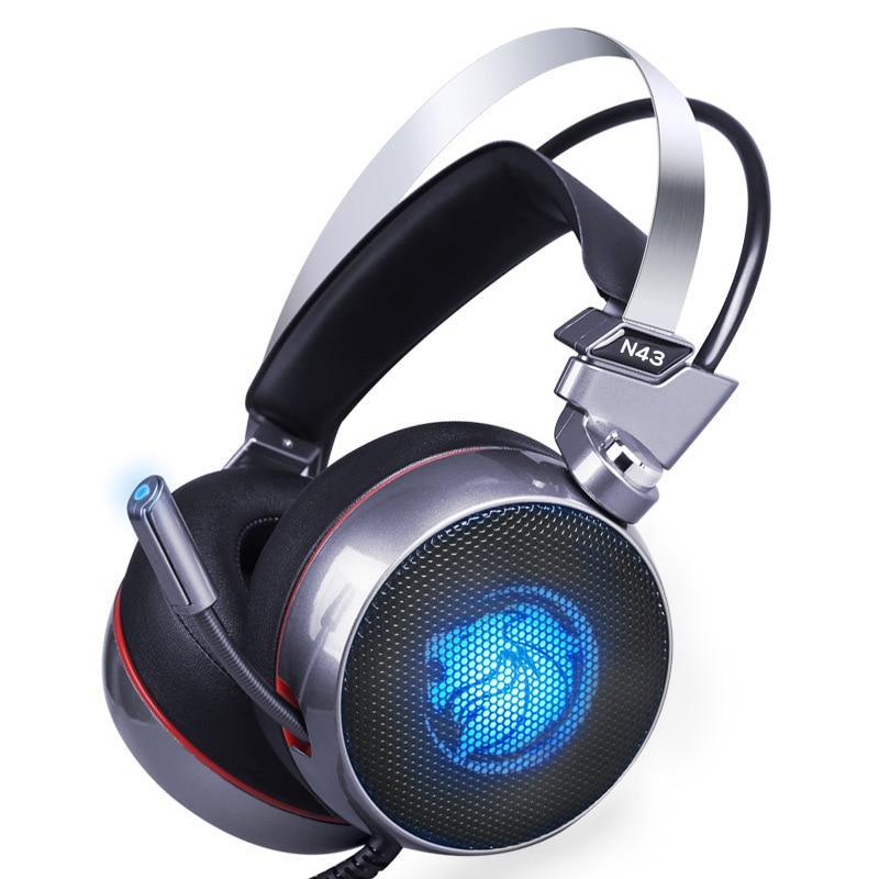 STEVVEX N43 Stereo Gaming Headset 7.1 Virtual Surround Bass Gaming Earphone Headphone with Mic LED Light for Computer PC Gamer (N43) - SJB-DIAMOND ELITES