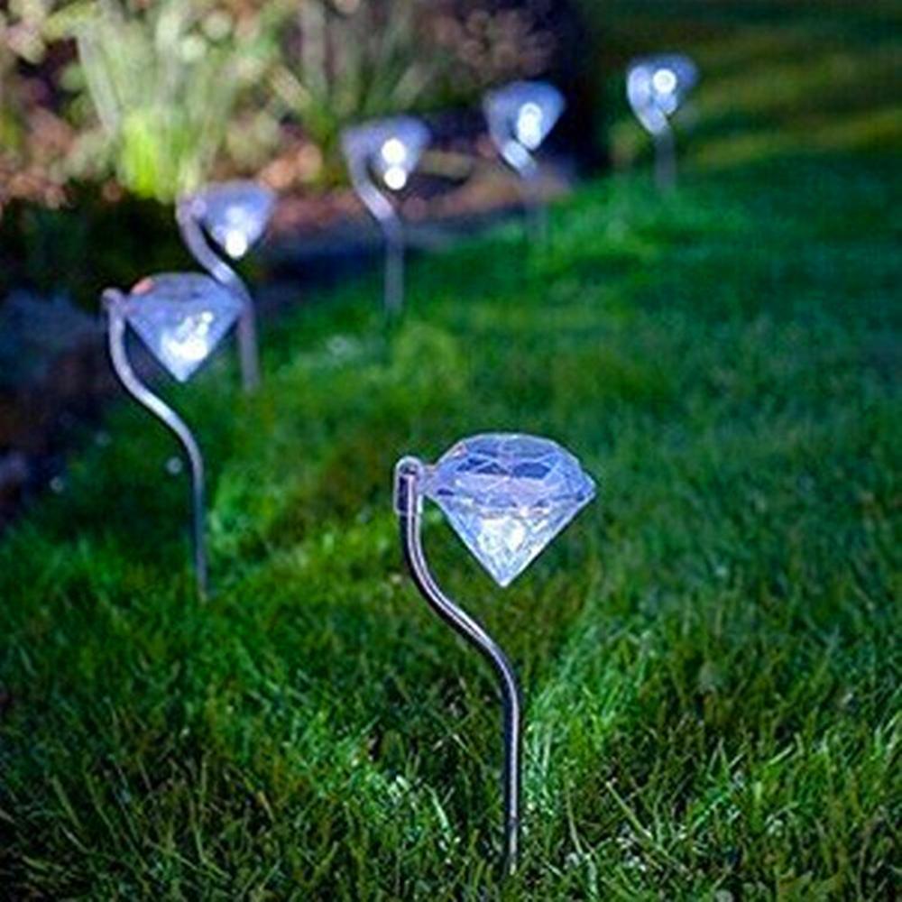 4 Solar Garden Diamond LED Lamps In White Warm White And Multicolor Stainless Steel Lamps For Garden Pathway Yard - SJB-DIAMOND ELITES
