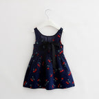 Luxury Modern Summer Girl Dress Children Kids Cherry Dress V-Back Dress Baby Cotton Kids Vest halter dress For Girls
