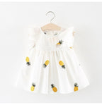 Summer Baby Frill Sleeve Newborn Infant Dresses Cotton Pineapple Sleeveless Toddler Dresses For Girls