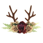 Luxury Christmas Antler Baby Girl Headbands Hair Accessories Xmas Deer Ear Flower Crown Hairband for Newborn Baby