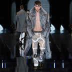 Autumn winter new fur coat men long imitation fox fur coat European and American fur integrated windbreaker  jacket