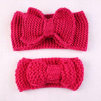 Handamde Mom and  Daughter Elasticity Headband Solid Knitted Bowknot Hairband Hair Accessories For Mom and  Baby