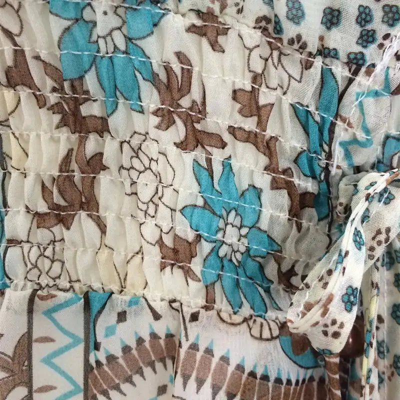 TEELYNN boho long dress Vintage 2023 floral print Chiffon three quarter sleeve v-neck summer Gypsy Hippie women dresses vestidos