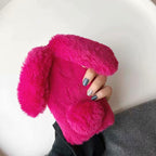 Cute Stuffed Plush Fluffy Case For iPhone 13 12 11 Pro XS Max X XR 12Mini Rabbit Ears Furry fluffy Fur Plush Warm Cover for iPhone 6 6S 7 8 Plus Phone Case Stevvex