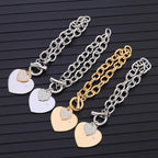 Gold Love Heart Charm Bracelets For Women Accessories Silver Color Link Chain Bracelets & Bangles Trendy Jewelry Design - SJB-DIAMOND ELITES