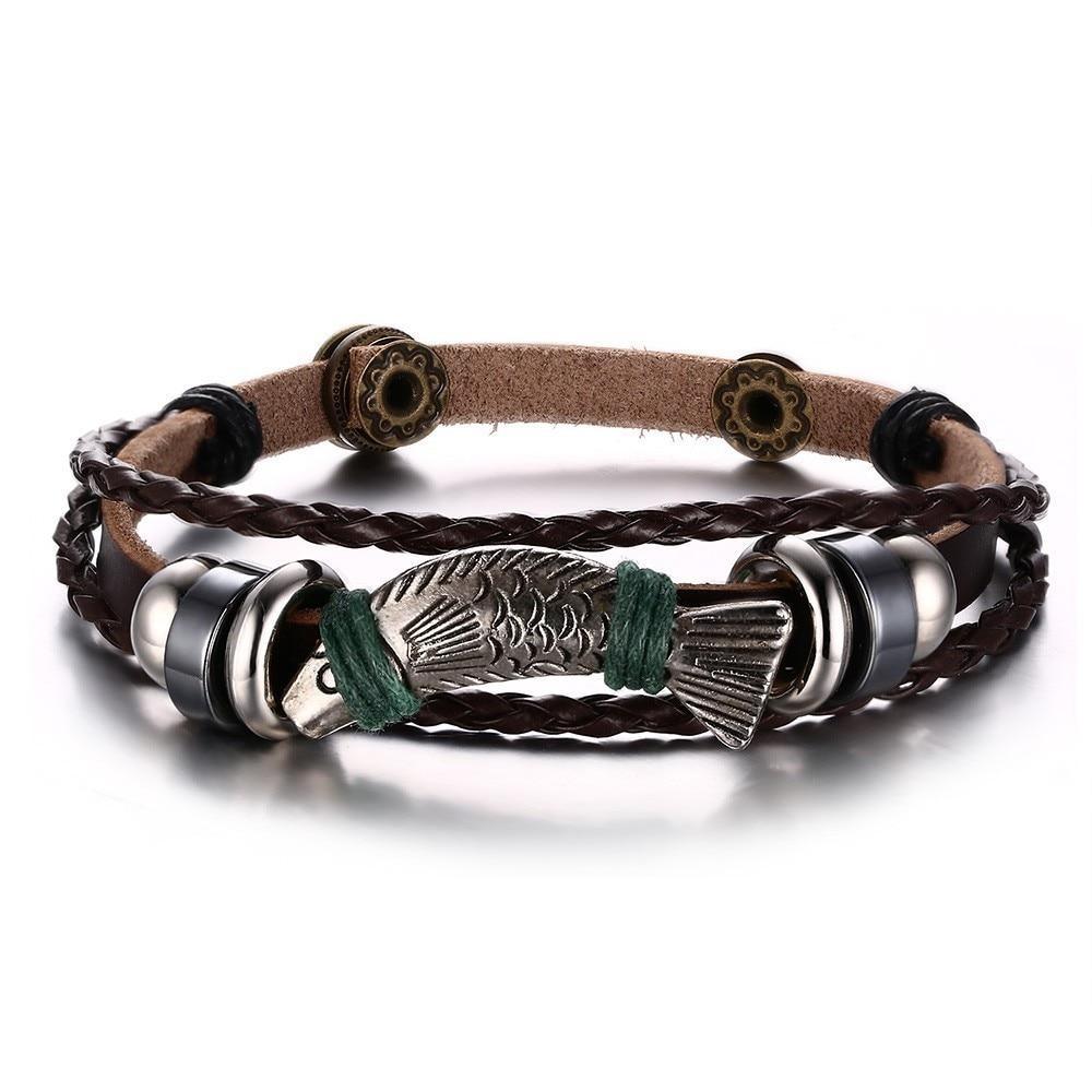 Lucky Vintage Men's Leather Bracelet Playing Cards  Charm Multilayer Braided Men and Women Gift - SJB-DIAMOND ELITES