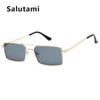 Luxury Famous Retro Modern Square Unisex Men and  Women‘s Sunglasses  With Alloy Metal Small Frame With Clear Double Bridge Men's Sunglasses - SJB-DIAMOND ELITES