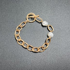 New Handmade Imitation Pearls Gold Metal Link Chain Bracelets for Women Girl Summer Party Luxury Jewelry Gift - SJB-DIAMOND ELITES