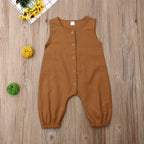 Solid Color Sleeveless Cotton Romper Jumpsuit Playsuit Outfits for Newborn Baby Boy/Girl In Classic Design
