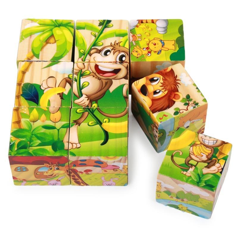 1Set Nine Blocks Six-sided 3D Wooden Cube Puzzle Toys  For Children Kids Educational Toys Funny Games - SJB-DIAMOND ELITES