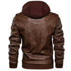 New Men's PU Leather Jackets Autumn Casual Motorcycle Jacket Biker Hooded Jackets Autumn Casual Warm Jacket Men Winter Clothing Jackets Men Black Vintage Motorcycle Jacket With Removable Hood Stevvex
