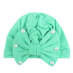 Modern Baby Hats Cute Rabbit Bow Knot with Pearls Baby Girl Hat with Pearls  for Kids In Diamond Luxury Style