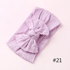 Modern Braid Nylon Bow Knot Solid Wide Nylon Headbands Turban Baby Girls Head Wrap For Girls