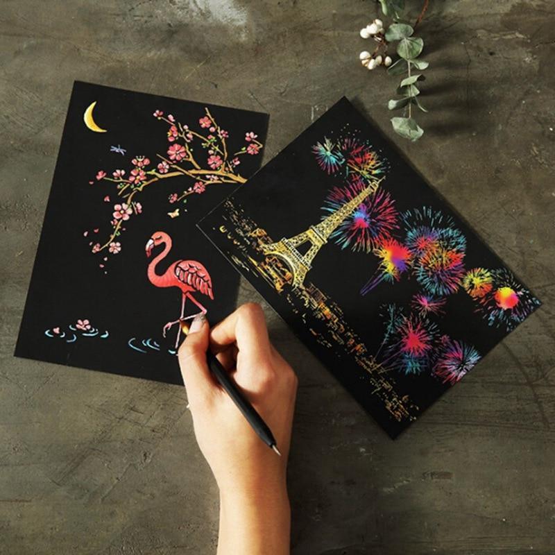 4Pcs/set Magic Colorful Drawing Board Paper Painting Scraping Children Kids learning Education Toys Painting Doodle Scratch Toys - SJB-DIAMOND ELITES