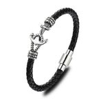 Modern Design Popular Black Leather Anchor Luxury Bracelet For Men Stainless Steel Leather Bracelet Elegant And Couple Bracelet - SJB-DIAMOND ELITES