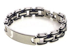 Men Stainless Steel Link Chain Bracelets & Bangles Men's Cuff  Wristband Biker Motorcycle Black Silicone Bracelet - SJB-DIAMOND ELITES