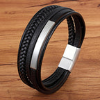 Classic Genuine Leather Bracelet For Men Hand Charm Jewelry Multilayer Magnet Handmade Gift For Cool Boys - SJB-DIAMOND ELITES