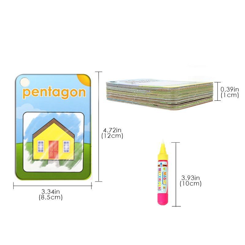 New Magic Doodle Card Water Drawing Card Kids Learn Number/Color/Shape in English 8/10 Pcs with 1 Pcs Water Pen Coloring Toy - SJB-DIAMOND ELITES
