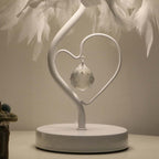 STEVVEX Reading Room Luxury Interesting Decor Heart Shape Feather Crystal Lamp Table Lamp for bedroom Light art decor home planetarium - SJB-DIAMOND ELITES