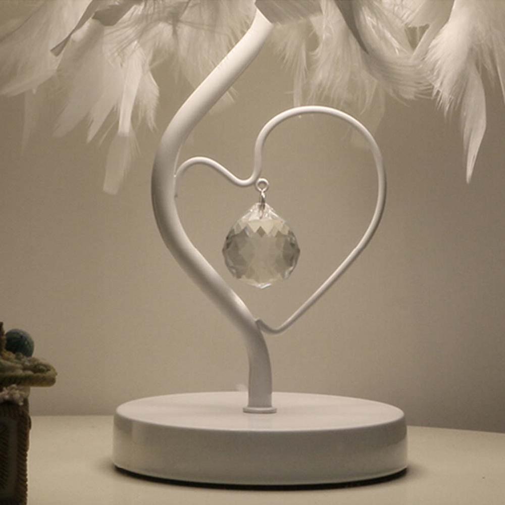 STEVVEX Reading Room Luxury Interesting Decor Heart Shape Feather Crystal Lamp Table Lamp for bedroom Light art decor home planetarium - SJB-DIAMOND ELITES