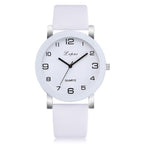 Woman's Watch Fashion Simple White Quartz Wristwatches Sport Leather Band Casual Ladies Watches For Women and Girls