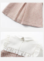 Modern Retro Vintage Handade Cute Newborn Infant Toddler Baby Girls Dress with A-line Lantern Sleeve For Girls Kids
