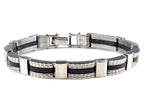 Men Stainless Steel Link Chain Bracelets & Bangles Men's Cuff  Wristband Biker Motorcycle Black Silicone Bracelet - SJB-DIAMOND ELITES