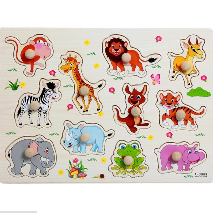 Kid Early Educational Table With Shapes of Vegetables and Animals Baby Hand Grasp Wooden Puzzle Toy Alphabet And Digit Learning Education Child Wood Toy - SJB-DIAMOND ELITES