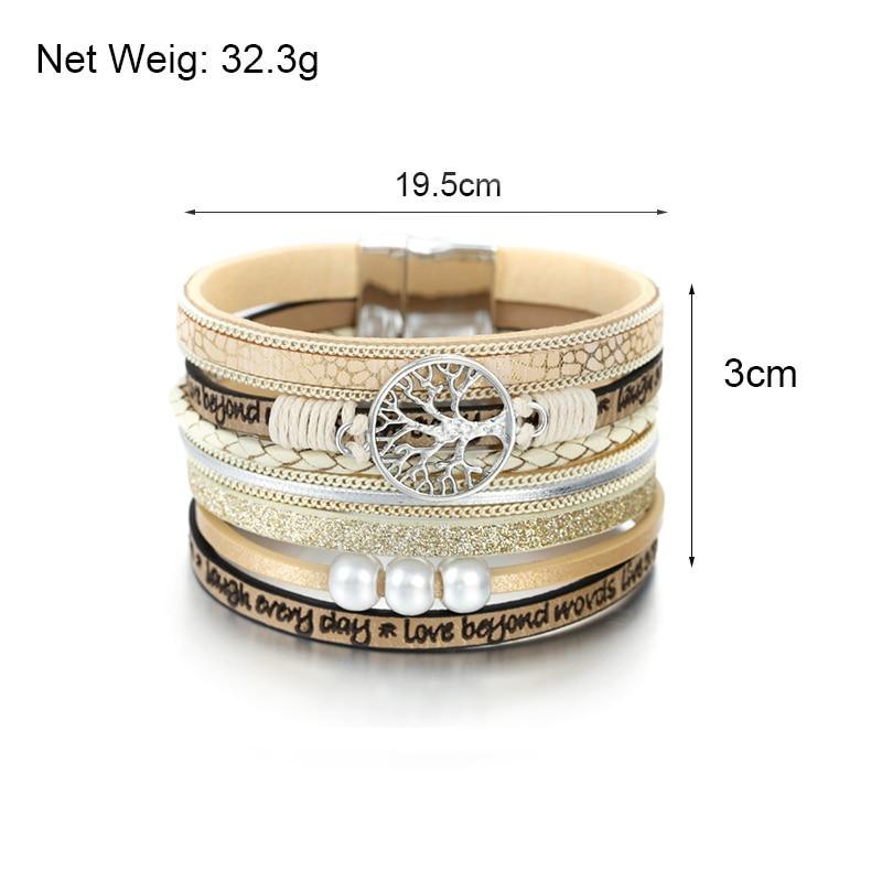 High Quality Handmade Elegant Fashion Luxury Modern New Amazing Charm Pearl Life of tree Leather Bracelets For Women - SJB-DIAMOND ELITES