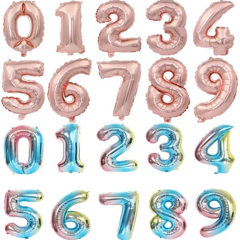 Big 32 Inch Number Foil Balloons Gold Silver Blue Digital Globos For Wedding Birthday Party Decoration In NEW Luxury Style - SJB-DIAMOND ELITES