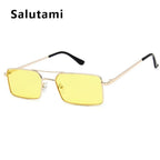 Luxury Famous Retro Modern Square Unisex Men and  Women‘s Sunglasses  With Alloy Metal Small Frame With Clear Double Bridge Men's Sunglasses - SJB-DIAMOND ELITES