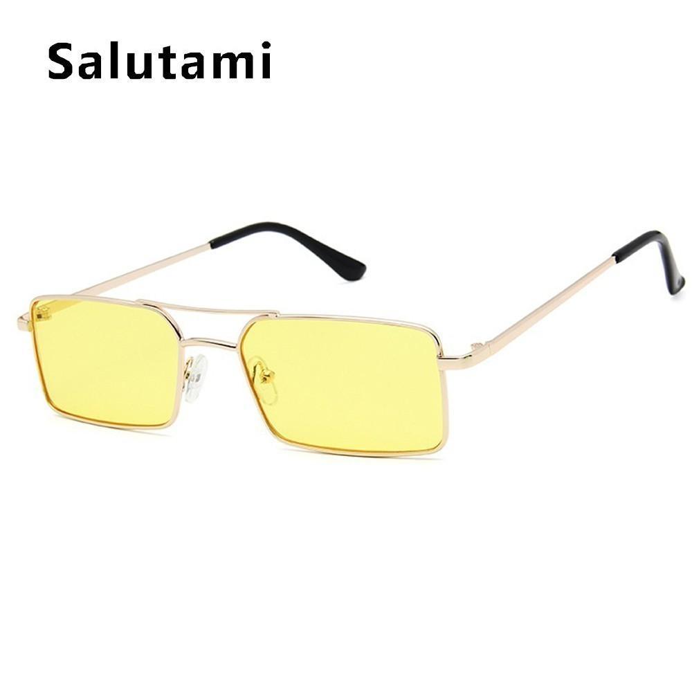 Luxury Famous Retro Modern Square Unisex Men and  Women‘s Sunglasses  With Alloy Metal Small Frame With Clear Double Bridge Men's Sunglasses - SJB-DIAMOND ELITES