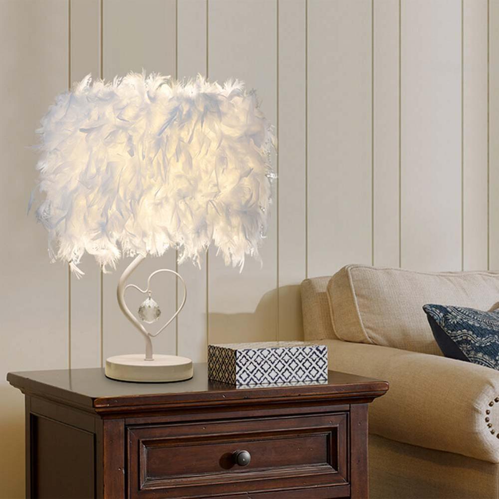 STEVVEX Reading Room Luxury Interesting Decor Heart Shape Feather Crystal Lamp Table Lamp for bedroom Light art decor home planetarium - SJB-DIAMOND ELITES