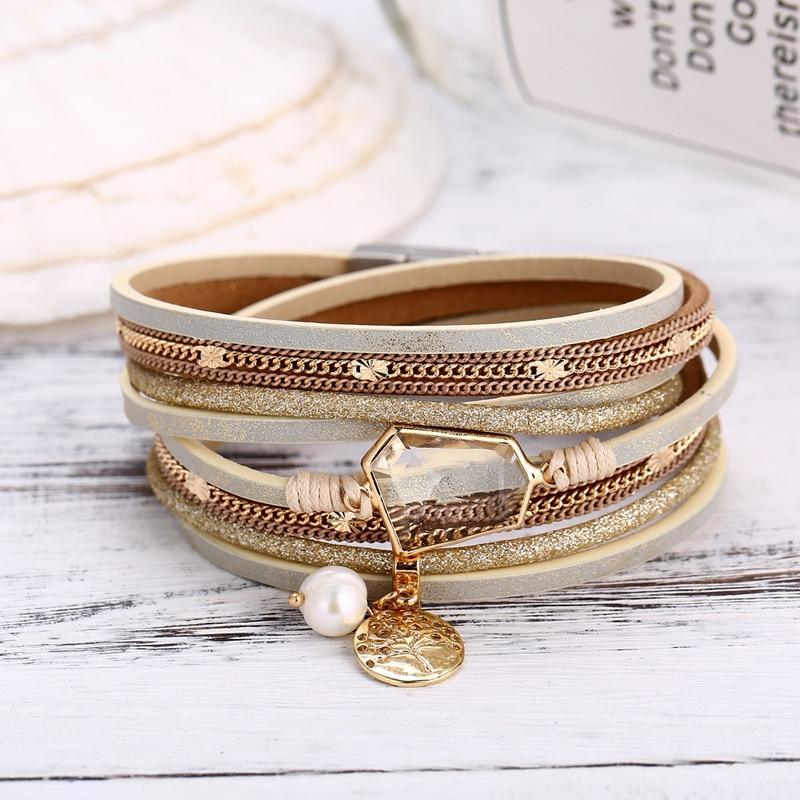 Legendary Amazing New Modern Fashion Pearl Elegant Multi-Layer Leather Handmade Bracelet Bangle Luxury For Woman - SJB-DIAMOND ELITES
