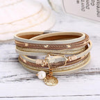 Legendary Amazing New Modern Fashion Pearl Elegant Multi-Layer Leather Handmade Bracelet Bangle Luxury For Woman - SJB-DIAMOND ELITES
