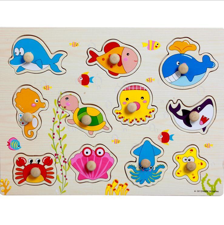 Kid Early Educational Table With Shapes of Vegetables and Animals Baby Hand Grasp Wooden Puzzle Toy Alphabet And Digit Learning Education Child Wood Toy - SJB-DIAMOND ELITES