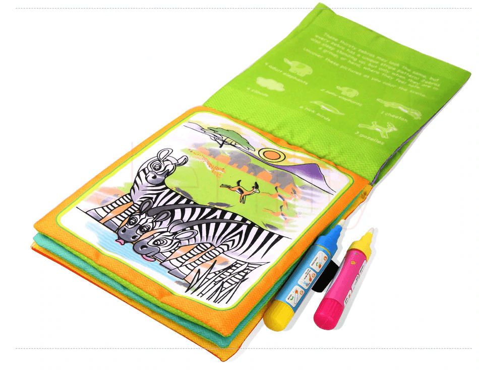Modern Coloring Magic Water Drawing Book With Pen For Kids and Baby Educational Toy Animals Painting Writing Doodle Cloth Book Kids Drawing Board - SJB-DIAMOND ELITES