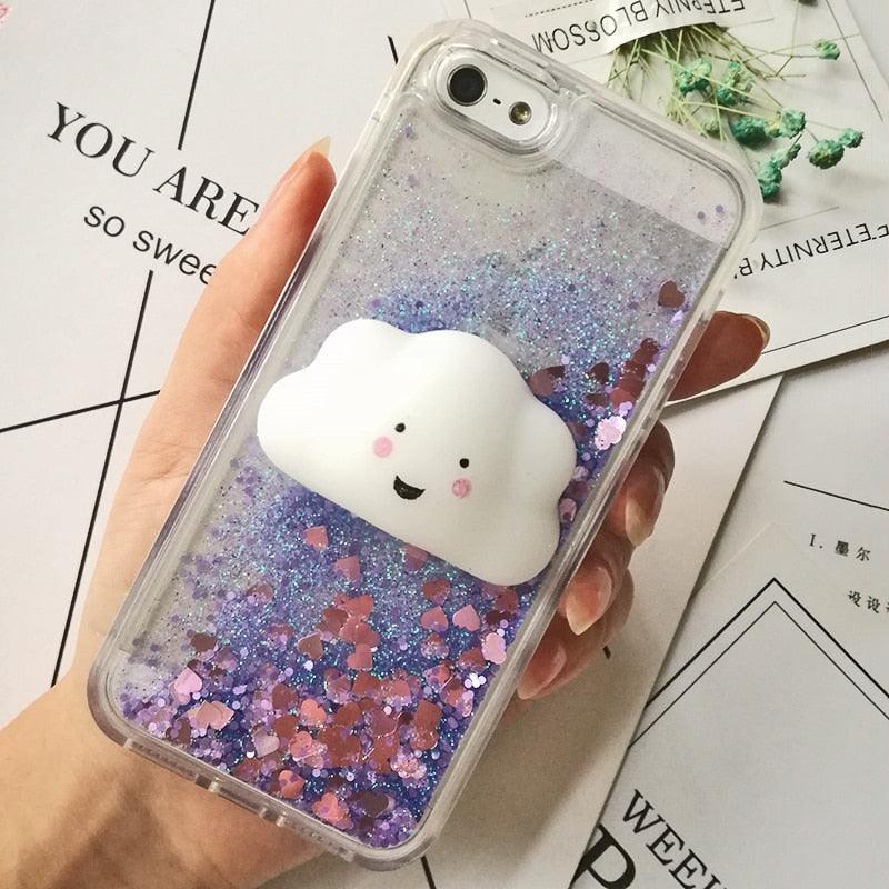 3D  Cat Case For Iphone 5s Se 7 7 Plus Case Liquid Quicksand Glitter Silicone Case For Iphone 8 8 Plus X 6 6s Cover  Rubber Silicone Phone Case Stevvex
