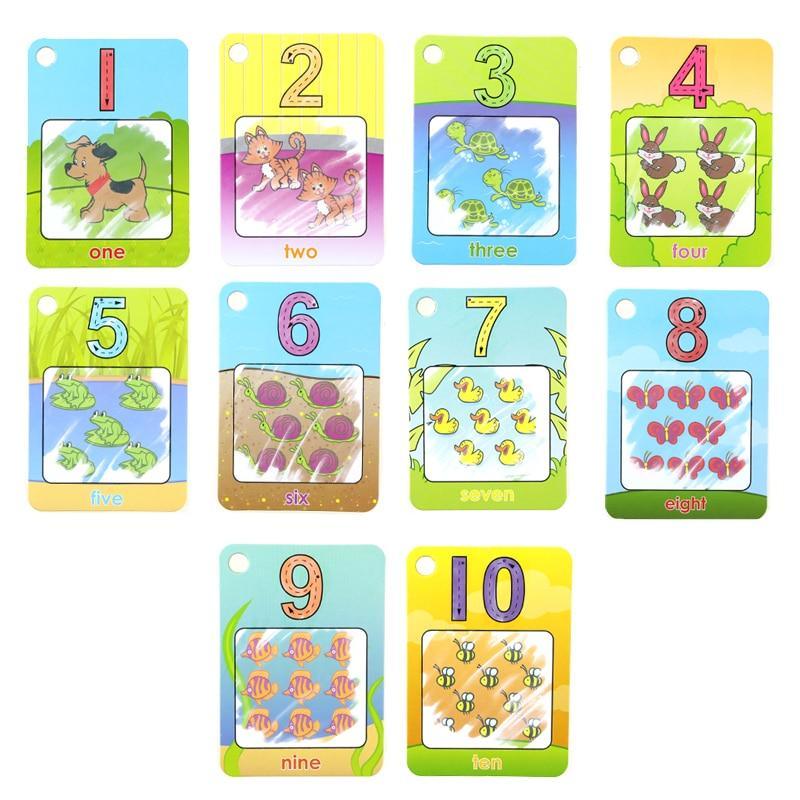 New Magic Doodle Card Water Drawing Card Kids Learn Number/Color/Shape in English 8/10 Pcs with 1 Pcs Water Pen Coloring Toy - SJB-DIAMOND ELITES