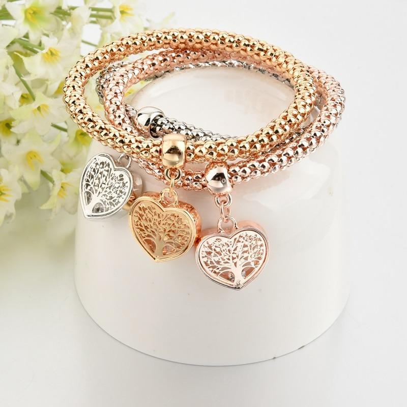 Shiny Elegant New Fashion Modern Luxury Heart Bracelet And Bangles Popcorn Chain Set Friendship Bracelets for Girls - SJB-DIAMOND ELITES
