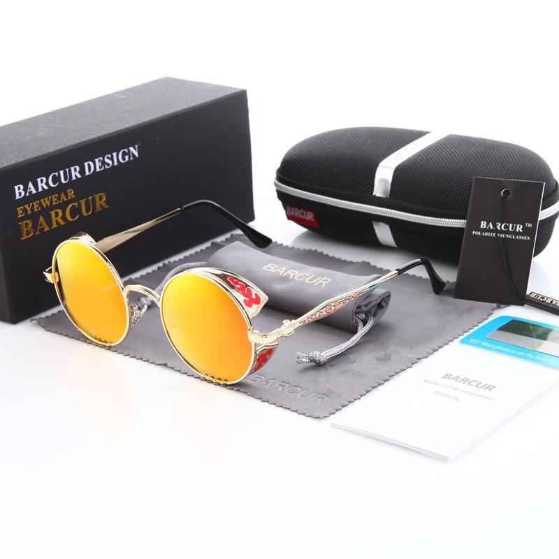 New Steampunk Sunglasses Round Glasses Brand Designer Gothic Glasses Polarized Eyewear For Women and Men With UV400 Protection - SJB-DIAMOND ELITES