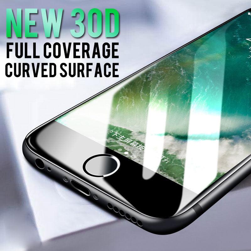 30D Curved Edge Full Cover Protective Glass On The For iPhone 7 8 6 6S Plus Tempered Screen Protector For X XR XS Max Glass Film Tempered Glass Anti Scratch Phone Screen Protector iPhone Glass Stevvex
