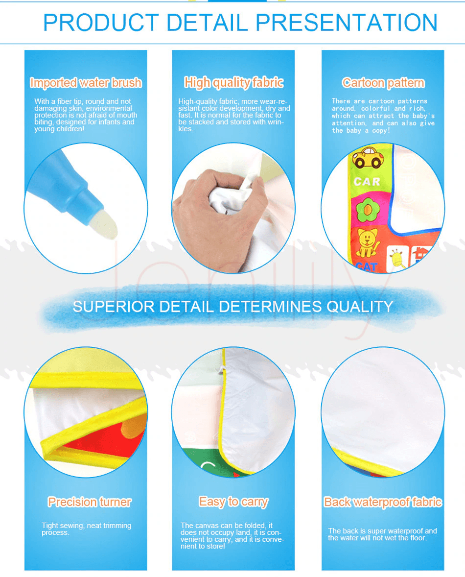 Baby Kids Drawing Water CDarpet with Magic Pen Doodle Painting Picture Water Drawing Play Mat in Drawing Toys Board Gift - SJB-DIAMOND ELITES