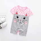 Modern Interesting Newborn Baby Boy and Girl Cartoon Animal Printed Short Sleeve Romper Jumpsuit For Kids