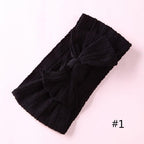 Modern Braid Nylon Bow Knot Solid Wide Nylon Headbands Turban Baby Girls Head Wrap For Girls