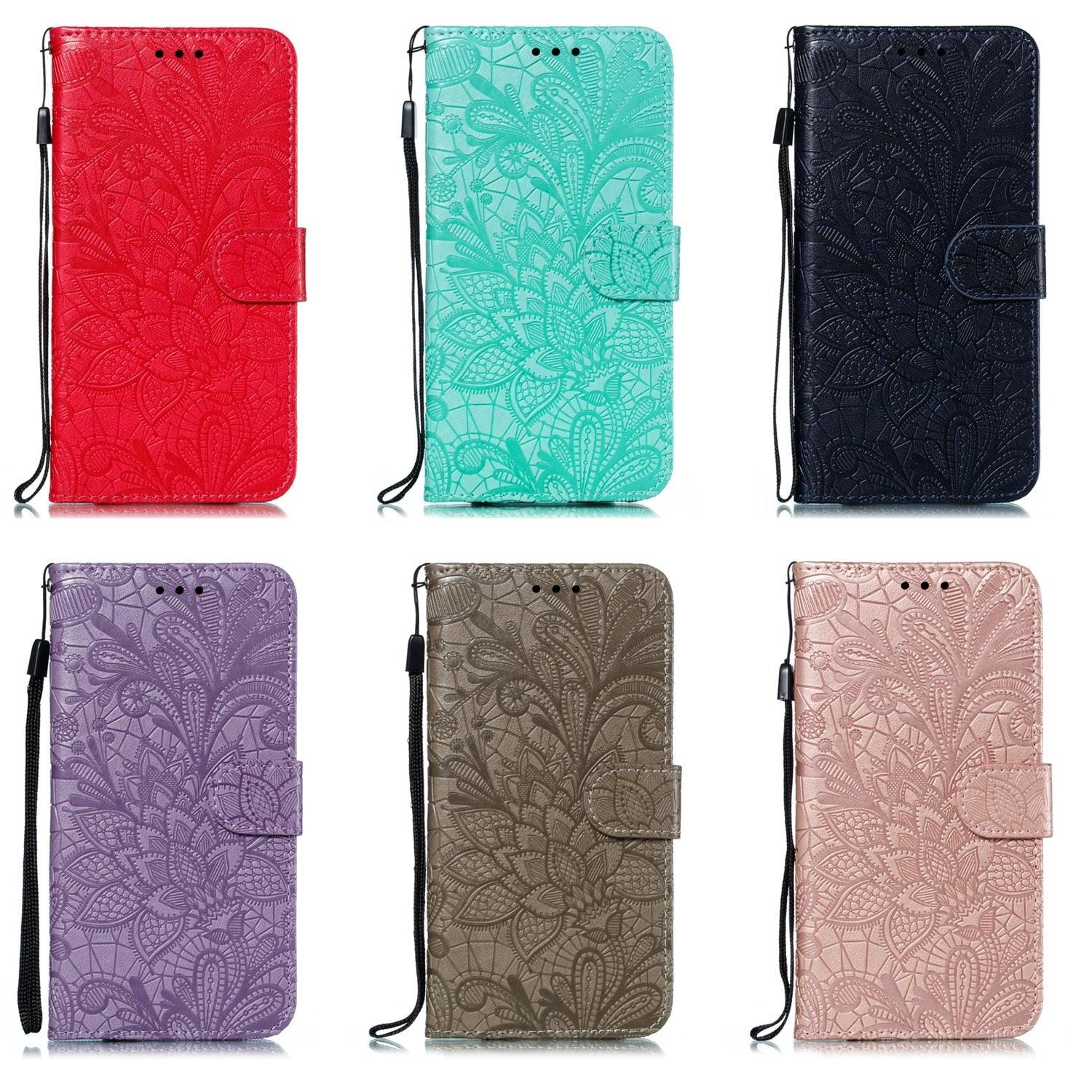 Lace Flower Leather Wallet Case For Xiaomi Redmi Note 11 10 Pro 7 6 8 8t Redmi 10c 10a A1 9t 7a 8a 9c 9a Case Mi A3 A2 Lite 9 Phone Case Premium Pu Leather Flip Cover With Card Holder Feature Protective Cover Stevvex