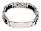 Men Stainless Steel Link Chain Bracelets & Bangles Men's Cuff  Wristband Biker Motorcycle Black Silicone Bracelet - SJB-DIAMOND ELITES